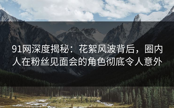 91网深度揭秘：花絮风波背后，圈内人在粉丝见面会的角色彻底令人意外